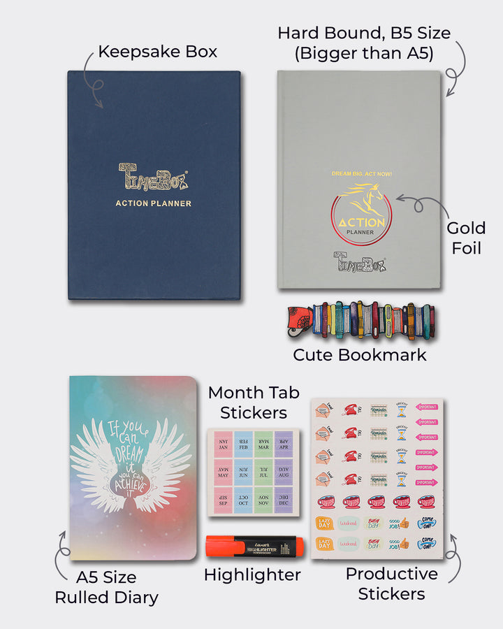 Undated 2026 Action Planner With Productivity Kit